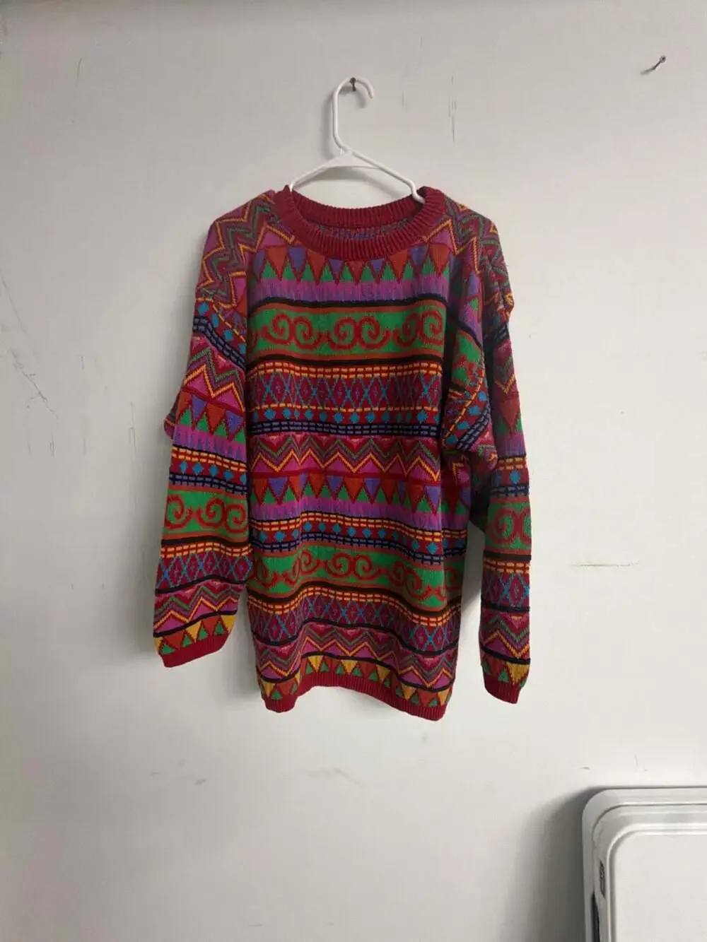 Vintage Geometric Pattern Crewneck Pullover Sweater